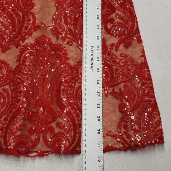 Free People Night Shimmer Mini Dress Sequined Red Womens Size 0 Holiday Glam - Picture 12 of 14